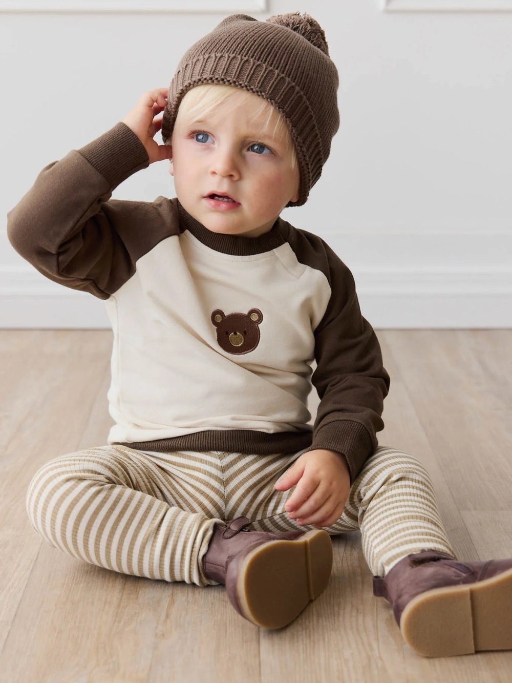 Jamie Kay Organic Cotton Tao Bobbie Bear Sweatshirt Cloud 1Y NWT